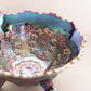Vintage Fenton Medium Iridescent Carnival Leaf Chain 3-Toed Glass Bowl