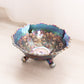 Vintage Fenton Medium Iridescent Carnival Leaf Chain 3-Toed Glass Bowl