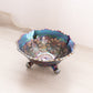 Vintage Fenton Medium Iridescent Carnival Leaf Chain 3-Toed Glass Bowl