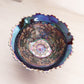 Vintage Fenton Medium Iridescent Carnival Leaf Chain 3-Toed Glass Bowl