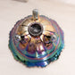 Vintage Fenton Medium Iridescent Carnival Leaf Chain 3-Toed Glass Bowl