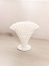 Vintage Fenton Medium White Milk Glass Hobnail Fan Vase