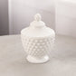 Vintage Fenton Milk Glass Lidded Hobnail Footed Jar