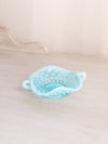 Vintage Fenton Mini Blue Opalescent Glass Hobnail Dish with 2 Handles