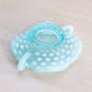 Vintage Fenton Mini Blue Opalescent Glass Hobnail Dish with 2 Handles