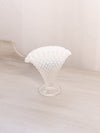 Vintage Fenton Mini White Opalescent Glass Hobnail Fan Vase