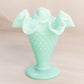 Vintage Fenton Mint Green Milk Glass Hobnail Mini Cone Shaped Vase
