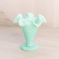 Vintage Fenton Mint Green Milk Glass Hobnail Mini Cone Shaped Vase