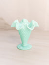 Vintage Fenton Mint Green Milk Glass Hobnail Mini Cone Shaped Vase