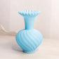 Vintage Fenton Mist Blue Satin Matte Glass Swirl Vase