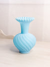 Vintage Fenton Mist Blue Satin Matte Glass Swirl Vase