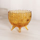 Vintage Fenton Oval Amber Glass 4-Toed Rose Vase