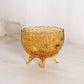 Vintage Fenton Oval Amber Glass 4-Toed Rose Vase