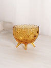 Vintage Fenton Oval Amber Glass 4-Toed Rose Vase