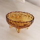 Vintage Fenton Oval Amber Glass 4-Toed Rose Vase