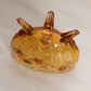Vintage Fenton Oval Amber Glass 4-Toed Rose Vase