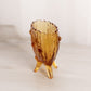Vintage Fenton Oval Amber Glass 4-Toed Rose Vase