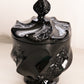 Vintage Fenton Paisley Black Glass Lidded Dish