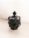 Vintage Fenton Paisley Black Glass Lidded Dish