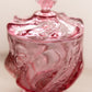 Vintage Fenton Paisley Dark Pink Glass Lidded Dish