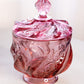 Vintage Fenton Paisley Dark Pink Glass Lidded Dish