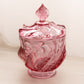 Vintage Fenton Paisley Dark Pink Glass Lidded Dish