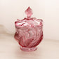 Vintage Fenton Paisley Dark Pink Glass Lidded Dish