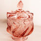 Vintage Fenton Paisley Light Pink Glass Lidded Dish