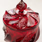 Vintage Fenton Paisley Red Amberina Glass Lidded Dish