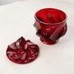 Vintage Fenton Paisley Red Amberina Glass Lidded Dish