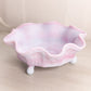 Vintage Fenton Pink and Blue Burmese Satin Glass Butterfly Bowl