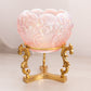 Vintage Fenton Pink Glass Lily of The Valley Bowl with Brass Stand
