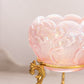Vintage Fenton Pink Glass Lily of The Valley Bowl with Brass Stand