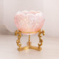 Vintage Fenton Pink Glass Lily of The Valley Bowl with Brass Stand