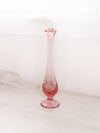 Vintage Fenton Pink Glass Swung Vase with Strawberry Designs