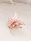 Vintage Fenton Pink Iridescent Glass Butterfly Figurine with Brass Stand