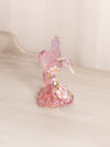 Vintage Fenton Pink Iridescent Glass Floral Hummingbird Figurine
