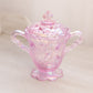 Vintage Fenton Pink Iridescent Glass Rose Creamer & Sugar Set