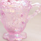 Vintage Fenton Pink Iridescent Glass Rose Creamer & Sugar Set