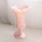 Vintage Fenton Pink Iridescent Glass Rose Floral Footed Vase