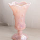Vintage Fenton Pink Iridescent Glass Rose Floral Footed Vase