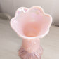 Vintage Fenton Pink Iridescent Glass Rose Floral Footed Vase
