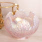 Vintage Fenton Pink Iridescent Opalescent Glass Lotus Bowl w/ Brass Stand