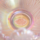 Vintage Fenton Pink Iridescent Opalescent Glass Lotus Bowl w/ Brass Stand