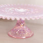 Vintage Fenton Pink Iridescent Opalescent Glass Spanish Lace Cake Stand