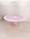 Vintage Fenton Pink Iridescent Opalescent Glass Spanish Lace Cake Stand