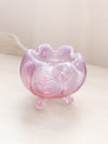 Vintage Fenton Pink Opalescent Glass Drape 3-Toed Bowl