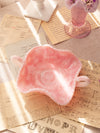 Vintage Fenton Pink White Rosalene Glass Butterfly Dish with 2 Handles