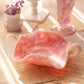 Vintage Fenton Pink White Rosalene Glass Butterfly Dish with 2 Handles