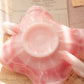 Vintage Fenton Pink White Rosalene Glass Butterfly Dish with 2 Handles